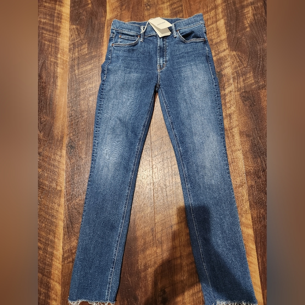 NWT MOTHER | The Mid Rise Dazzler Ankle Fray Denim Jeans This Time Next Year 27